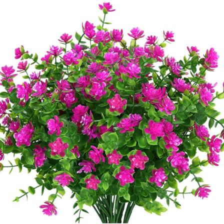 Kunstige blomster Falske utendørs UV-bestandige buksbom plantebusker 15 stk Red Lotus 12 Pcs