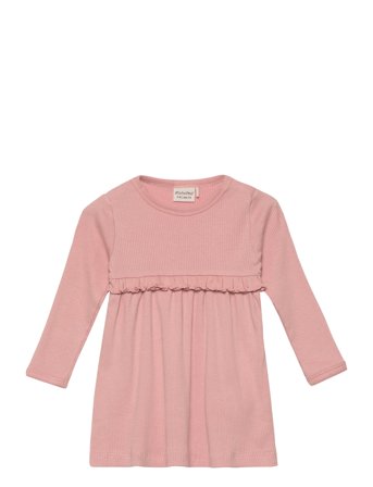 Minymo Dress Ls Rib - Pink - 92