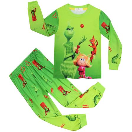 Pojkarnas Julgrinch Pyjamas Set 2-Delar Långärmad Byxor C 120cm