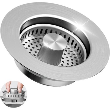 Kurvplugg, 1 stk. vask sil, kjøkken sil, vask sil, kjøkkenavløpssil, 304 rustfritt stål pop-up vaskavløpsstopper