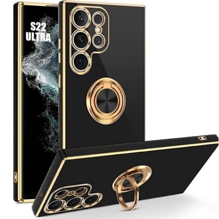 Coque - BOOLING - för Samsung Galaxy S22 Ultra - Svart - Stöttålig - Justerbart stativ - Elegant