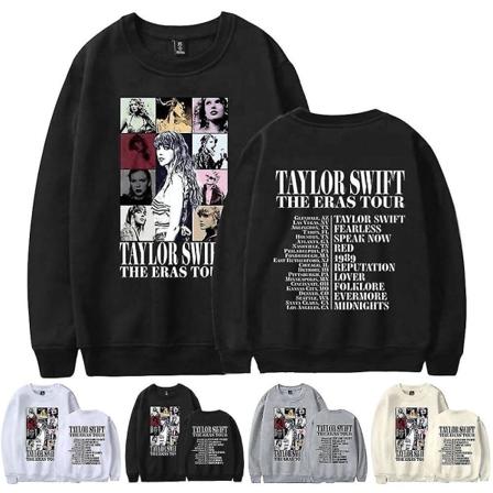 2024 Taylor Swift The Eras Tour Sweatshirt Print Långärmad Crewneck Casual Lös Pullover Toppar Fans Presenter För Män Kvinnor Vuxen Unisex Svart