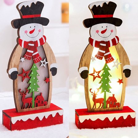 Juldekorationer i trä med LED-lampor