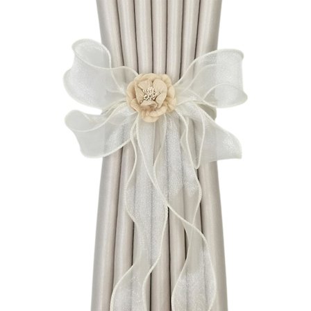 Gardinknytning Dubbla Lager Nät Blomdekor Båge Lång Tassel Dekorativ Nordisk Stil Vardagsrum Gardin