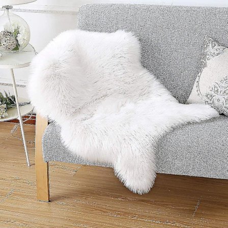 Lammasnahka-lampaannahka matto Turkis Koristeellinen Turkis Tekolampaannahka Matto Pitkäkarvainen Turkis Tekovilla Sängynreunamatot Sohva Matto (60 * 