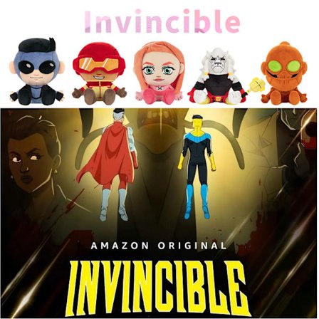 Invincible-relaterte anime- og tegneserieplysjleker