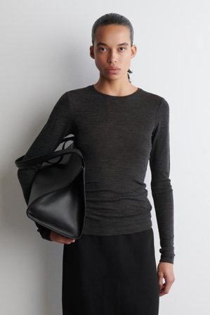 COS Women's Slim Merino Wool Top in Grey