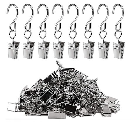 Gardinklämmor med S-Krokar, 20-pack