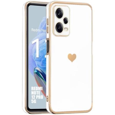Etui til Xiaomi Redmi Note 12 Pro 5G med hjertemønster Anti-ridse blød TPU hvid