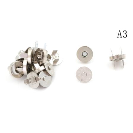 Nytt 10 set/lot 14 mm väska Spännen Syknappar Magnetisk M silver 18mm