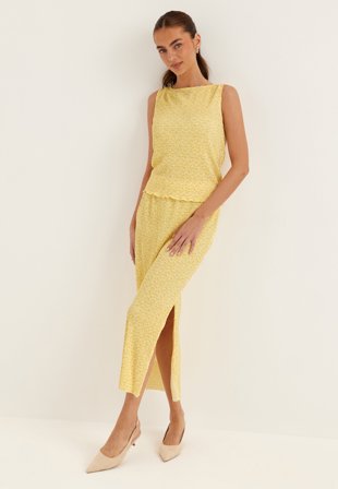 PIECES - Pcflora Hw Ankle Skirt - French Vanilla AOP:Small white flower