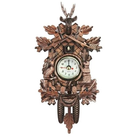 Antik väggklocka med gökur, vintage väggklocka i trä, heminredning, bra present