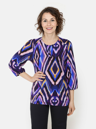 BRANDTEX - 3/4 Ærmet T-shirt - Lilla Mix - Mønstret