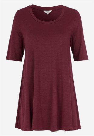 Cellbes of Sweden - Trikåtunika med korta ärmar - vinröd - för damer - 50/52