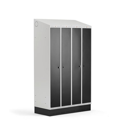 Doppelspind CLASSIC COMBO mit Sockel, 4 Türen, 2050 x 1200 x 550 mm, schwarz