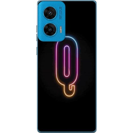 Kompatibel Mobilcover til Motorola Motorola G96 Minimalistisk neonbogstav Q i lyse farver mod mørk baggrund