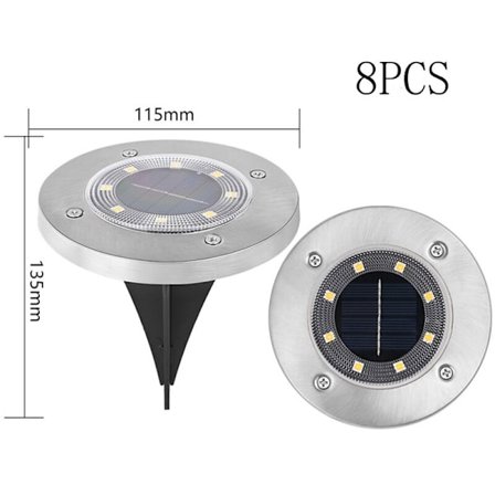Utendørs solcellelampe, solcelle hagelampe 8 LED-er på bakken Belysning Vanntett IP65 Solcellelampe Innfelt spotlight for sti terrasse gårdsplass 