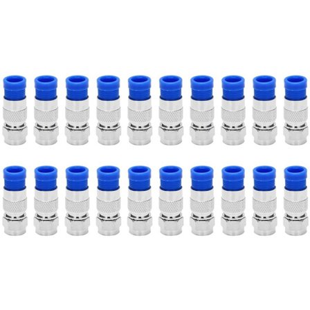 Type F Rg6-stik til koaksialkabel, kompressionstilbehør, pakke med 20 (blå)