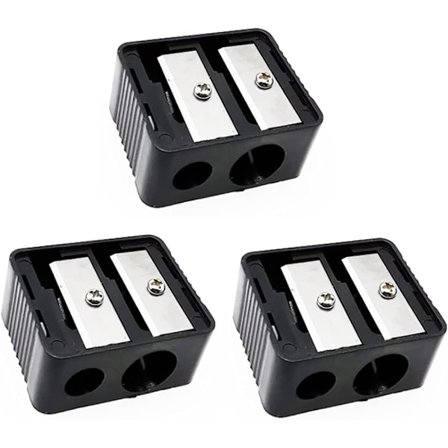 3 st ögonbrynspenna vässare dubbel hål plast penna vässare kosmetisk penna manuell bärbar penna vässare