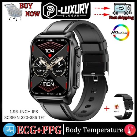 PLUXURY ECG+PPG Smartwatch til mænd Laserbehandling af hypertension Hyperglykæmi Hyperlipidæmi Puls Sundt sports smartwatch