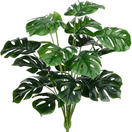 Kunstig palmblads plante Kunstig falsk Monstera blad Tropisk stor palmblads plante udendørs Anti-UV plast plante (grøn)
