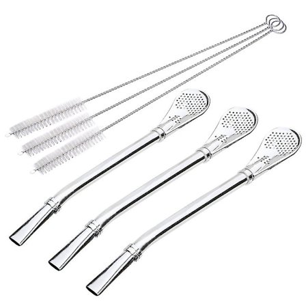 Kalebass Drikkefilter Sugerør Omrører Fødevarekvalitet 18/8 Rustfrit Stål - Sæt Med 3