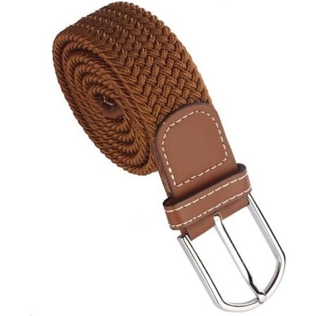 (Kaffe) Elastisk flettet skinnbelte for menn - Nytt - Metallspenne - Kaffe