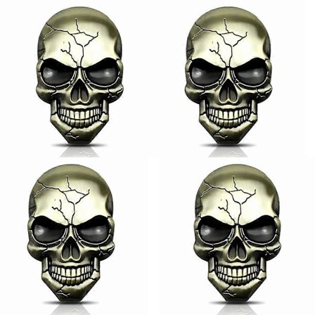 (4 stykker i børstet bronze version) Bilmærkat 3D Metal Decal Skull Punisher Planlagt Dekoration Logo Skull Emblem Badge Decal