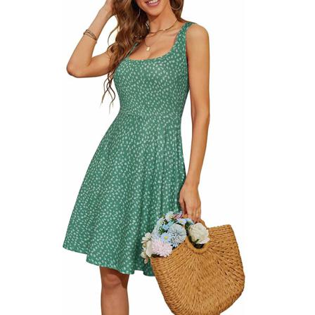 Ärmlösa Print Midi-klänning Med Blommönster