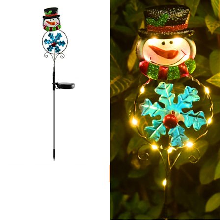 Solcelled julelys LED snømann stikkontakt lys utendørs hage