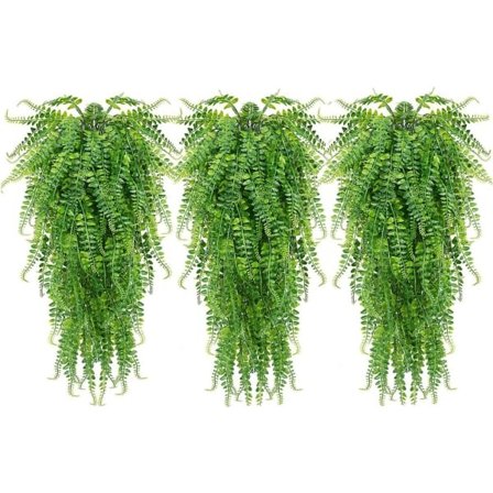 Hængende kunstige planter, hængende plante udendørs UV-bestandig Hjemrum Have Kontor Hylde Vægdekoration, 3 stk