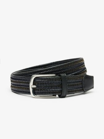 John Henric Men's Ceinture Élastique en Cuir Noire Size 100