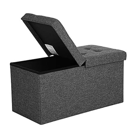 Songmics 80L säilytysosmani, taitettava kenkäpenkki, kääntyvällä kannella, tummanharmaa