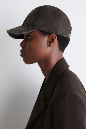 COS Women's Cappello Da Baseball In Pelle Scamosciata in Marrone