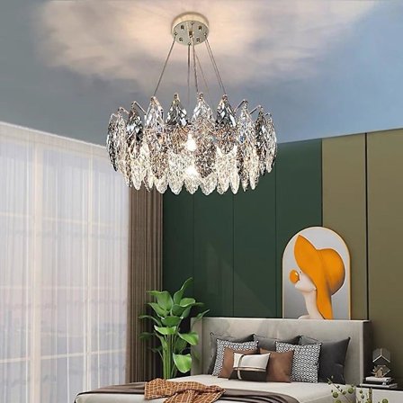 60 cm Hängande Lykta Design Chandelier Kristall Elektropläterad