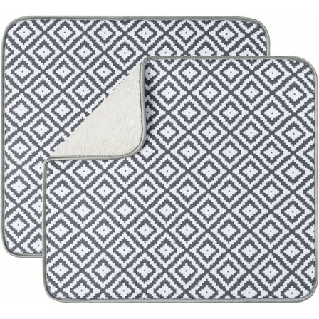 2 st diskbänksunderlägg, diskbänksunderlägg, absorberande mikrofiberunderlägg, 46 cm x 40 cm, köksbänksunderlägg, diamantnät