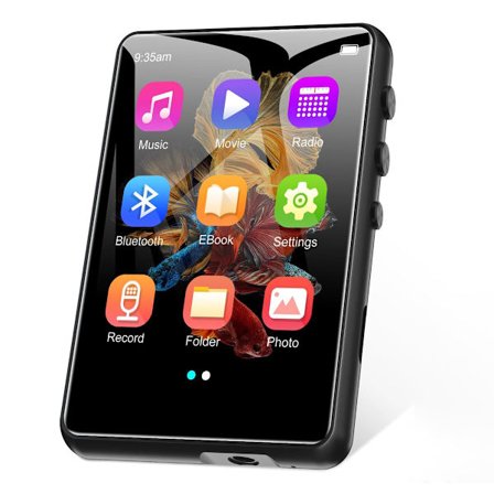 MP3-afspiller Bluetooth 5.0 med 2,5 tommer TFT-farveskærm, berøringsknapper