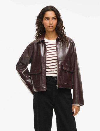 Vila Vijenora L/S Zip Short Jacket - Brown - 36