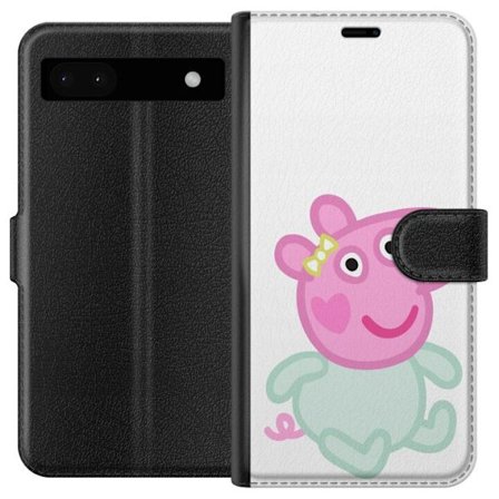 Yhteensopiva Lompakkokotelo Google Pixel 6a Peppa Pig vauvahahmo pastelliväreissä, suloinen piirretty lasten kuvitus pehmeällä minimalistisella tyylil
