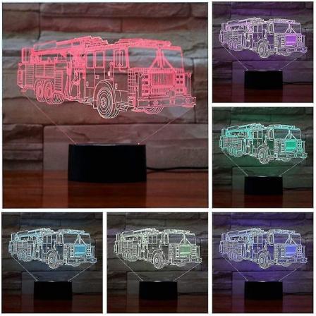 Shxx 3d lampe LED brandbil natlys eller brandmænd form sove touch lampe natlys dæmpbar 7 farve visuelt lys børn seng natlys brandmænd D