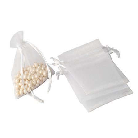 100-pack 7 x 9 cm organzapåsar, presentpåsar, vita