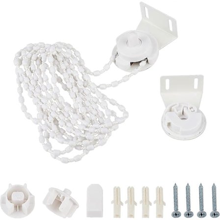Rullegardin Kobling til 38mm Yderrørs Rullegardinbeslag Vinduesbehandlingshardware med Metalbeslag, Kuglekæde, Skruer (Hvid) 2025th