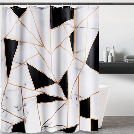 Marmor Effekt Duschdraperi 180x180cm Maskintvättbar Mögelbeständig