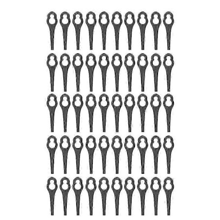 50 st Grästrimmer Plastblad Gräsklippare Delar kompatibla BOSCH ALM 28 30 (Svart)