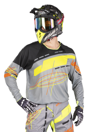 Camiseta de Cross JT Racing Hyperlite Blueprint Gris/Negro/Amarillo M