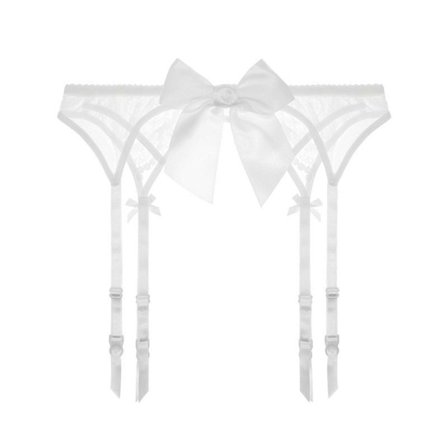 Genomskinligt Nätstrumpband Sexigt Hög Midja Broderi Blomspets Hållare med 4 Justerbara Clips för Damstrumpor XXL (LGL)