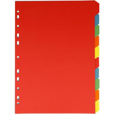 A4 Arkivmapper, A4 Arkivmappe Skilleark, 10 Fargede Faner, 5 Farger, Arkivmappeorganisator, med Euro-perforeringer