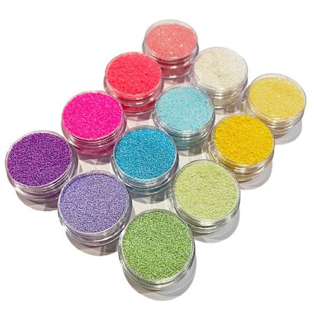 12st burkar finkornigt glitter - Pastell - Neon