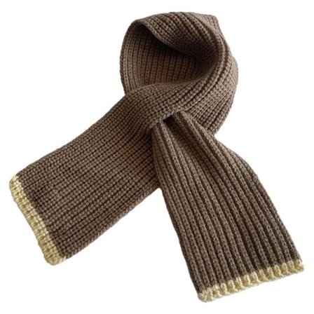 Strikket skjerf for barn, ensfarget, mykt og varmt, brunt
