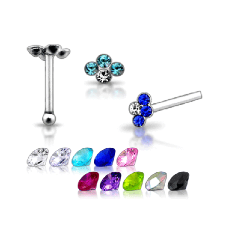 925 Silver ädelsten näsa stud